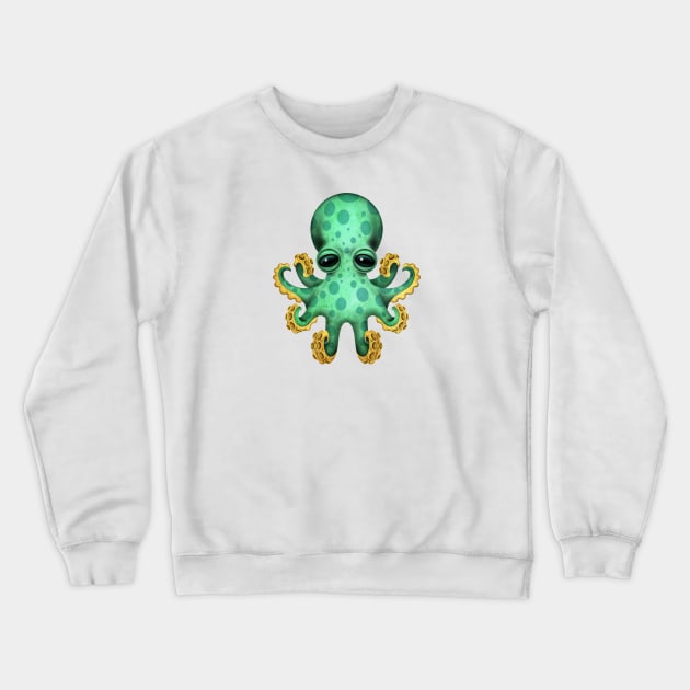 Cute Green Baby Octopus Crewneck Sweatshirt by jeffbartels